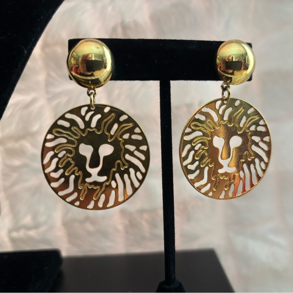 Anne Klein Gold Lion Earrings